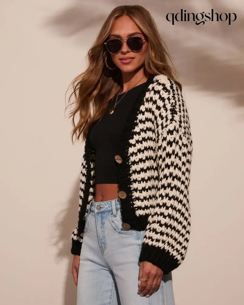 Berklen Striped Knit Cardigan - Cardigan