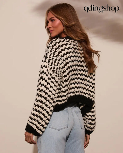 Berklen Striped Knit Cardigan - Cardigan