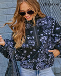Brianna Sherpa Paisley Quarter Zip Sweatshirt - Sweatshirt