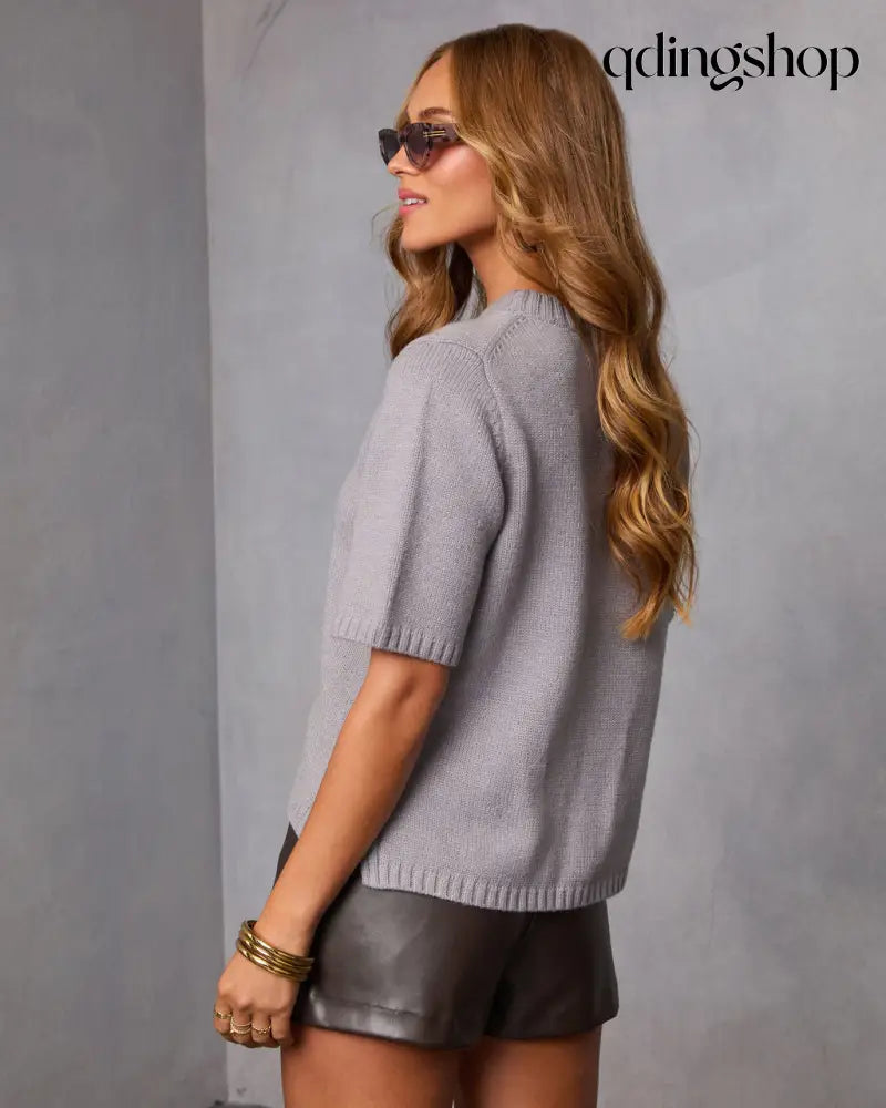 Cafe Crewneck Sweater - Short Sleeve Sweater