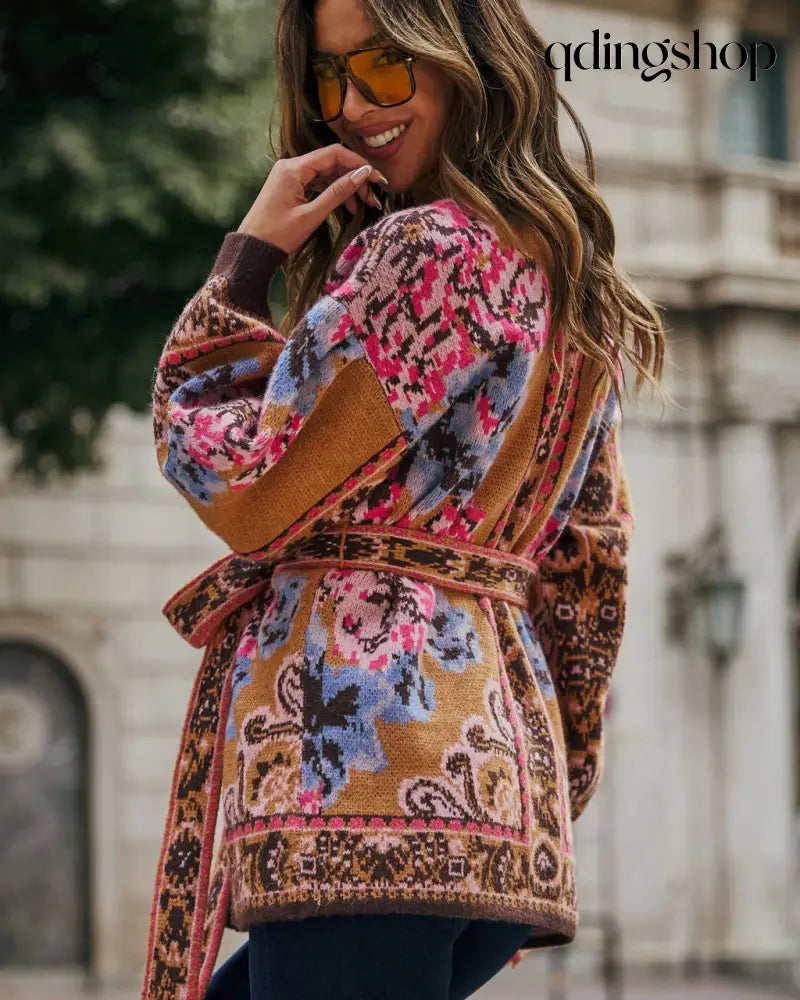 Daisy Days Floral Waist Tie Cardigan - Cardigan