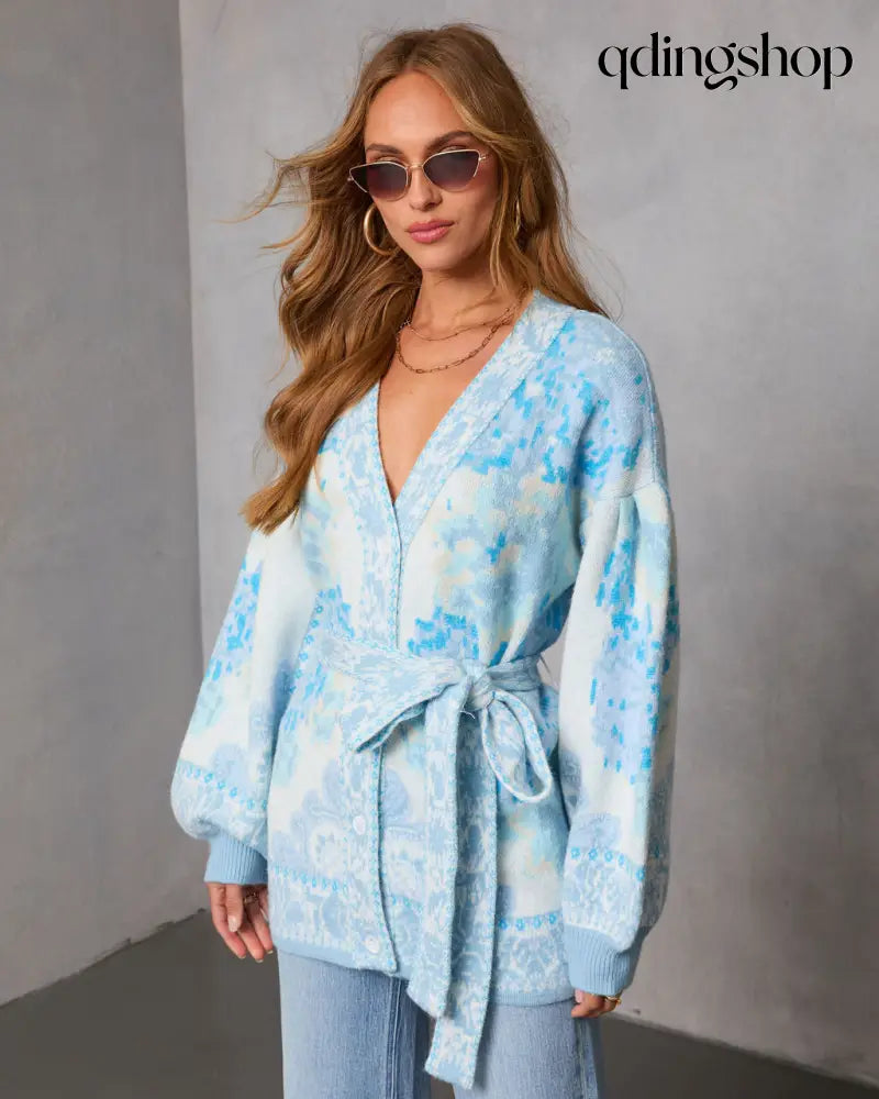 Daisy Days Floral Waist Tie Cardigan - Cardigan