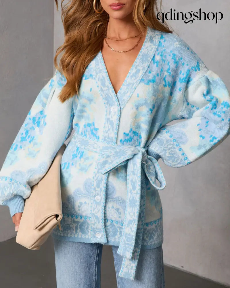 Daisy Days Floral Waist Tie Cardigan - Cardigan