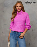 Deidra Chunky Turtleneck Sweater - Fuchsia / XS - Long Sleeve Sweater