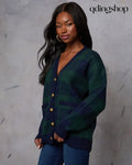 Fall Foliage Plaid Button Down Cardigan - Cardigan