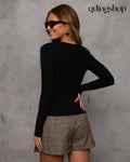 Jamilah Ribbed V Neck Sweater - Long Sleeve Sweater