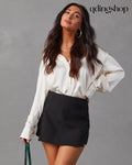Kielan Satin Button Down Top - Long Sleeve Top