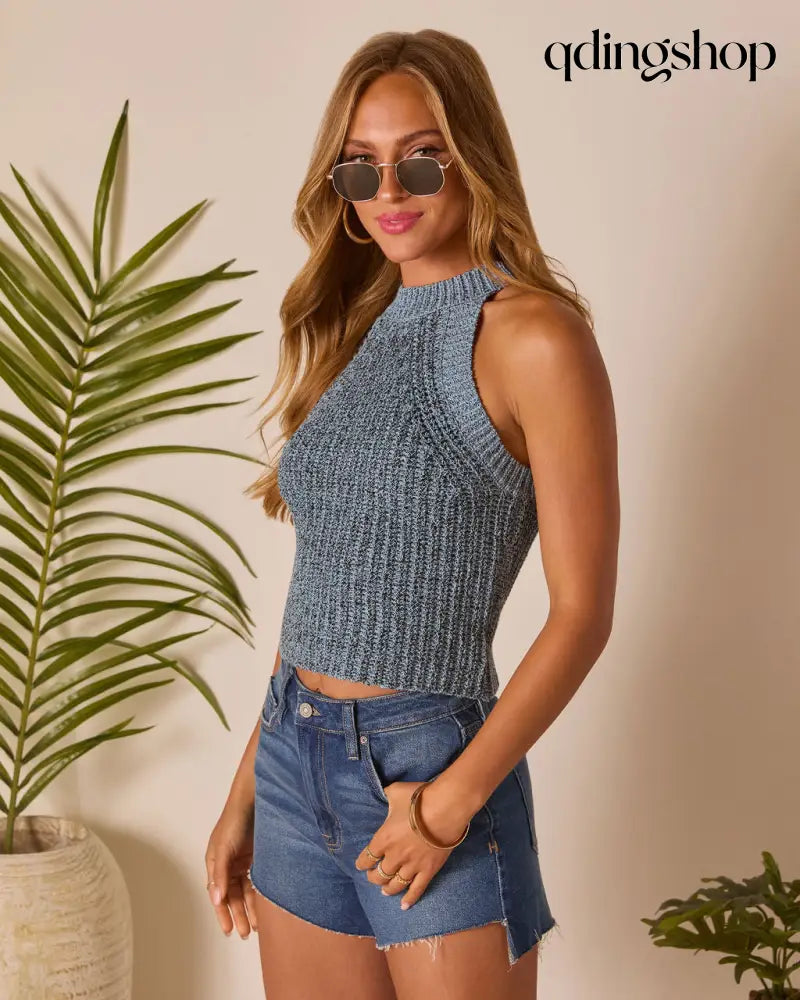 Sayven Mock Neck Knit Tank - Sleeveless Sweater