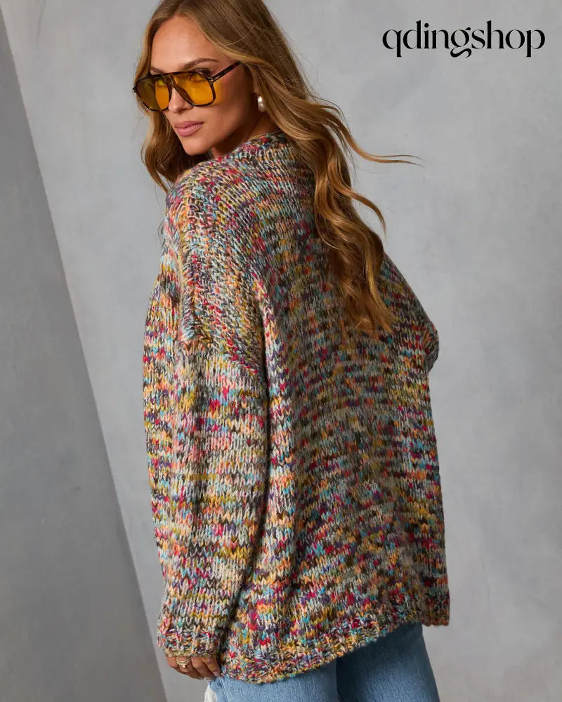 Soft Energy Multi Color Open Front Cardigan - Cardigan