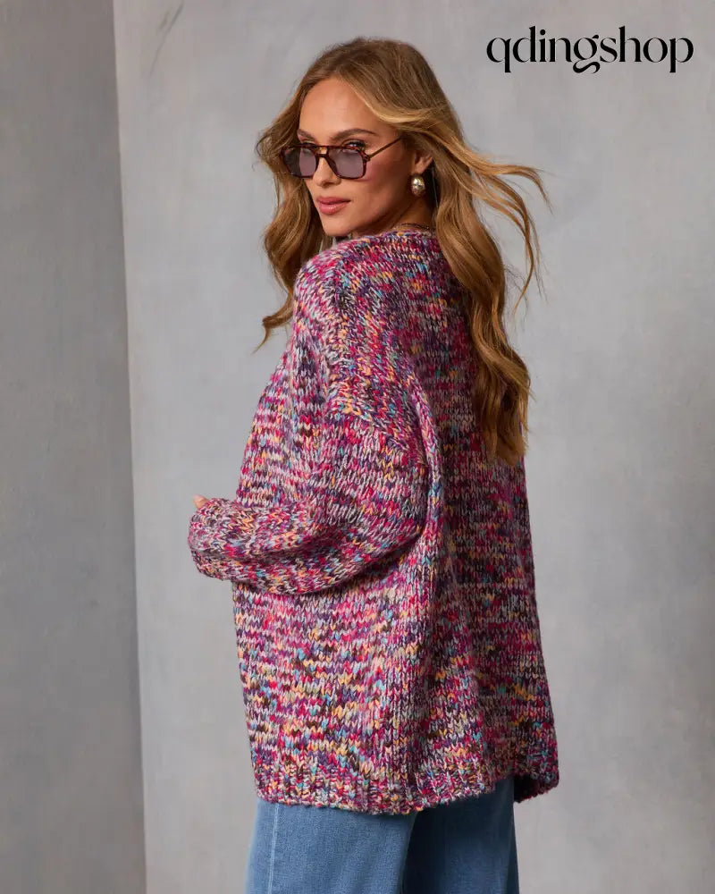 Soft Energy Multi Color Open Front Cardigan - Cardigan