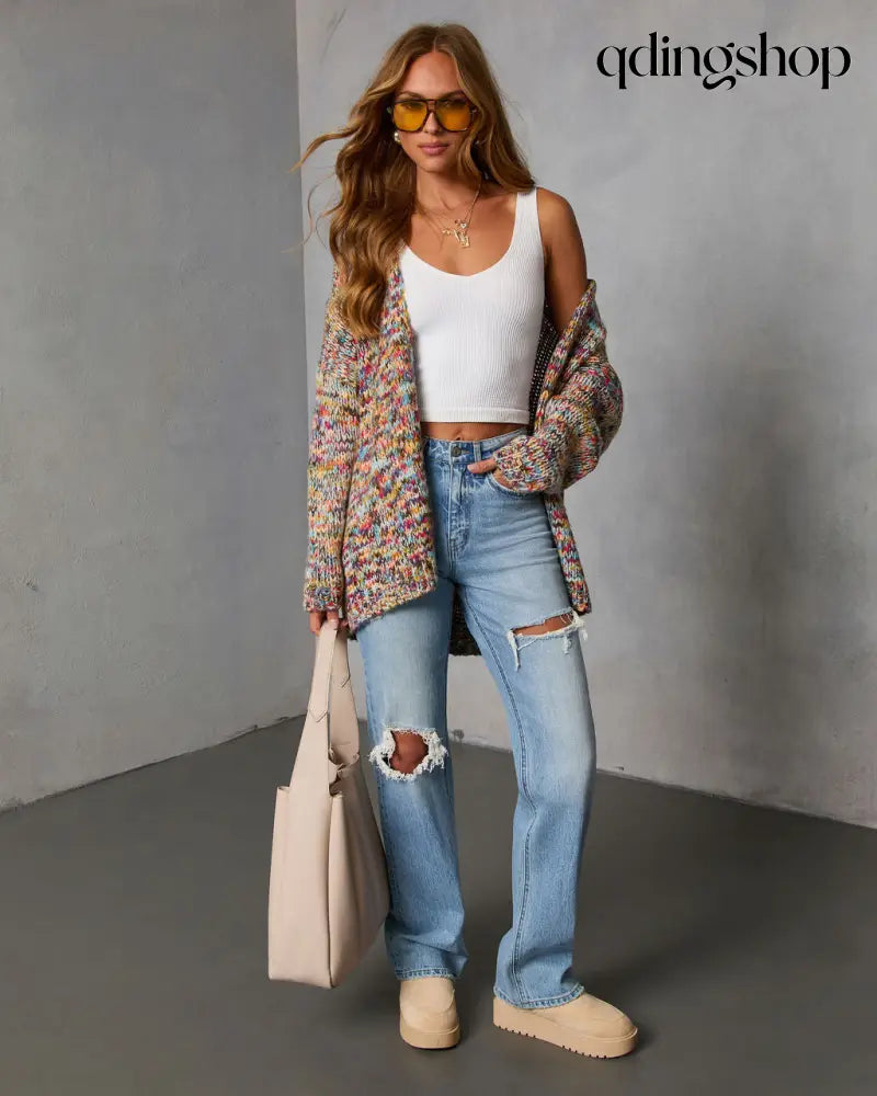 Soft Energy Multi Color Open Front Cardigan - Multi / S - Cardigan
